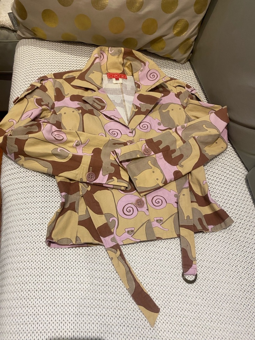 Chacok Aninal print cotton blazer ladies size 1